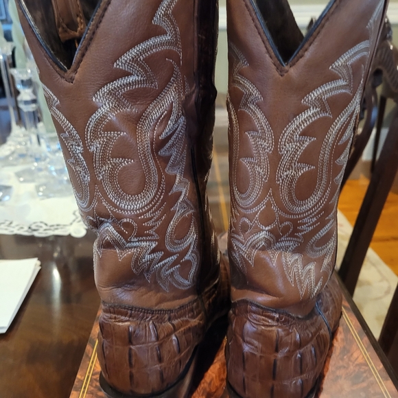 Texas Legacy Brown Alligator Embossed Cowbou Boots With Cat Paws Excellent 8.5 main image 5